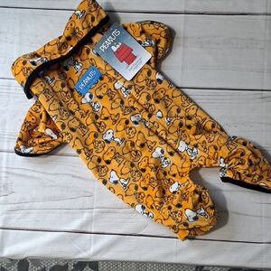 Peanuts Pet Pajamas By Berkshire One Piece in Orange and Black Snoopy Print
